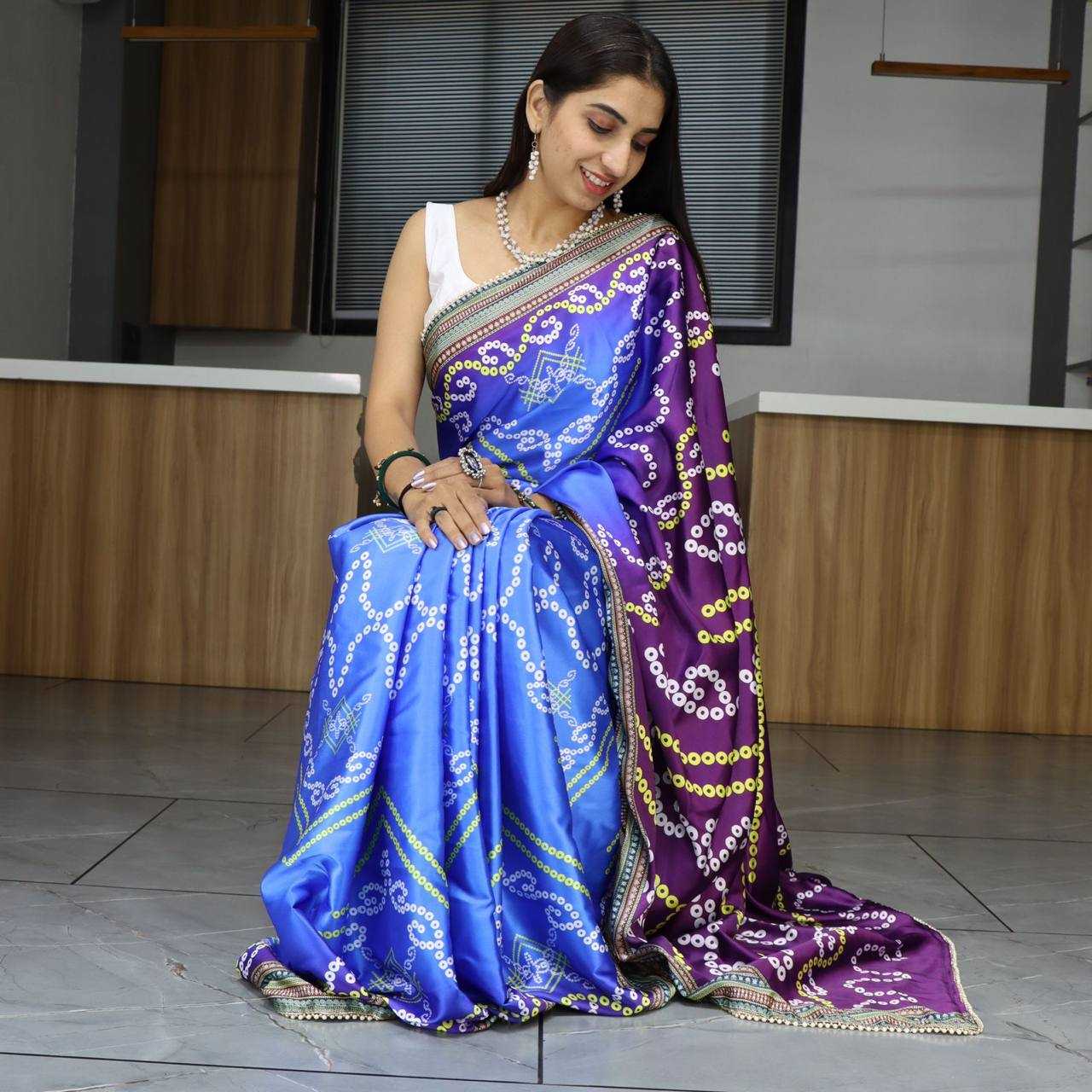 Ynf Satin RIN119 GRO11 Sarees Wholesale Fancy Sarees Printed Sarees Ladies Sarees Bandhani Sarees Manufacturer