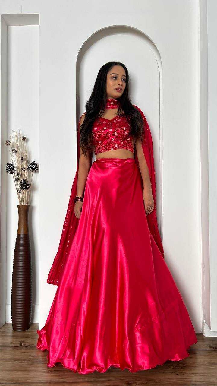 YNF SATIN SILK KESH270 293 LEHENGAS WHOLESALE SATIN SILK LEHENGA WITH CANCAN MANUFACTURER 