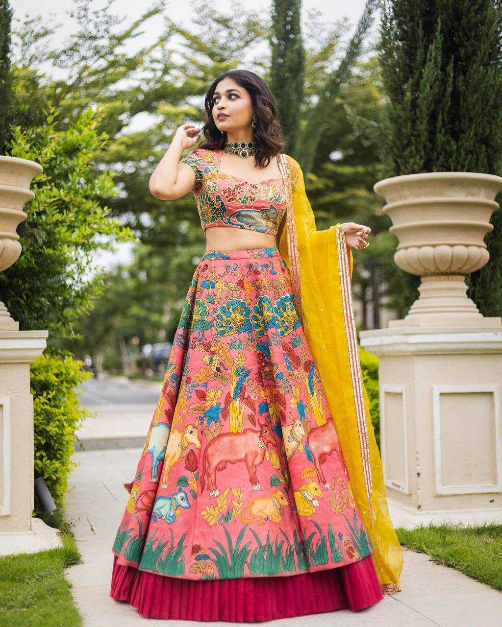 YNF SOFT CHINON KESH367 K135 LEHENGA WHOLESALE DESIGNER TRADITIONAL PRINTED LEHENGA MANUFACTURER