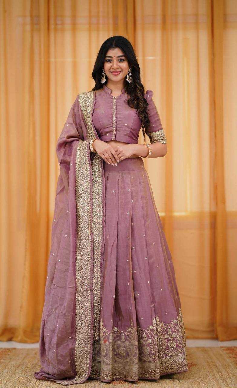 YNF TISSUE SILK KESH367 176 LEHENGA WHOLESALE EMBROIDERED SEQUINS SILK LEHENGA MANUFACTURER