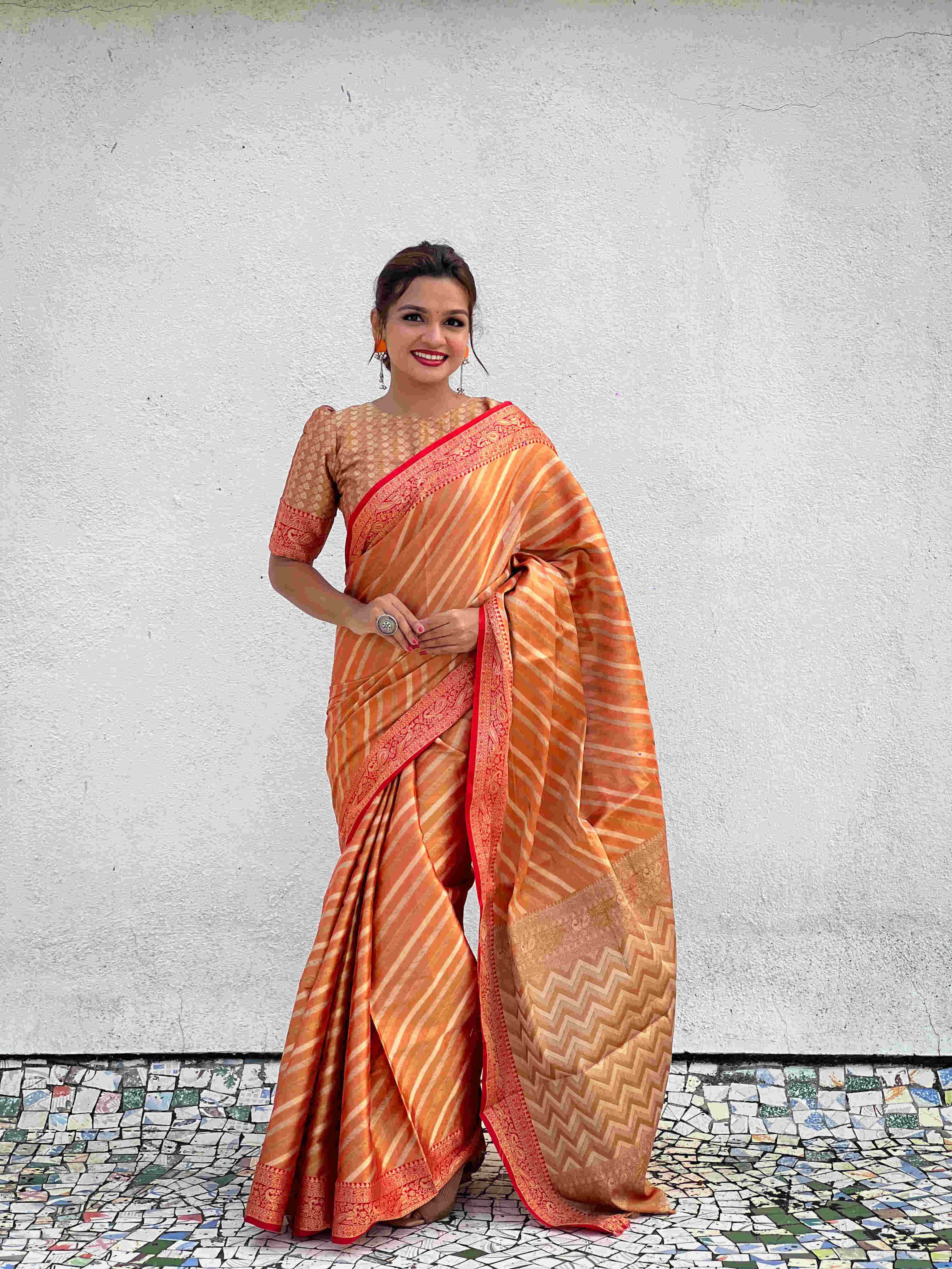 Ynf Tissue Silk RIN116 LEHERIYA Sarees Wholesale Fancy Sarees Leheriya Sarees Zari Sarees Manufacturer