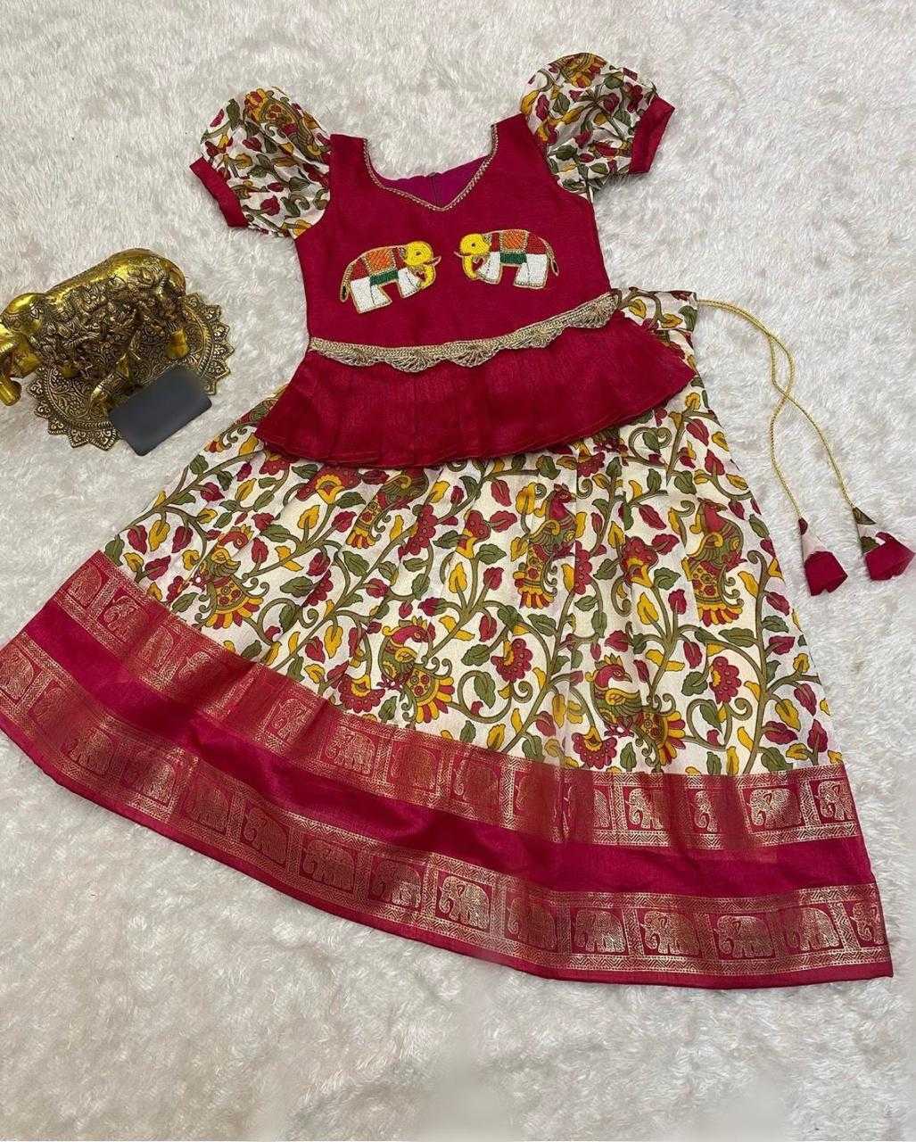 Ynf Tussar Silk RIN192 8038 Kids Wear Wholesale Kids Lehenga Kids Saree Dress Kids Silk Dress Manufacturer