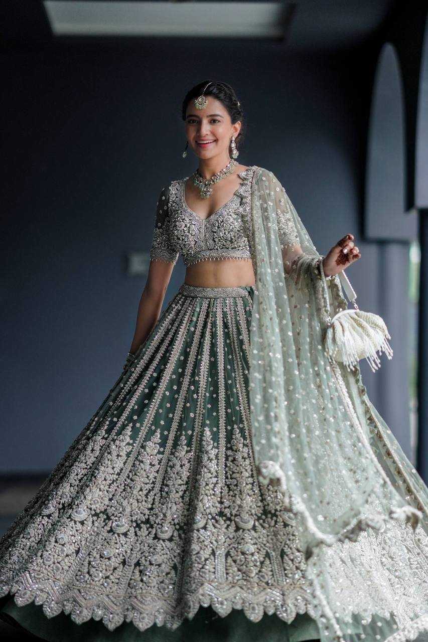 YNF ZARI KESH270 34 LEHENGA WHOLESALE WEDDING NET ZARI LEHENGA MANUFACTURER