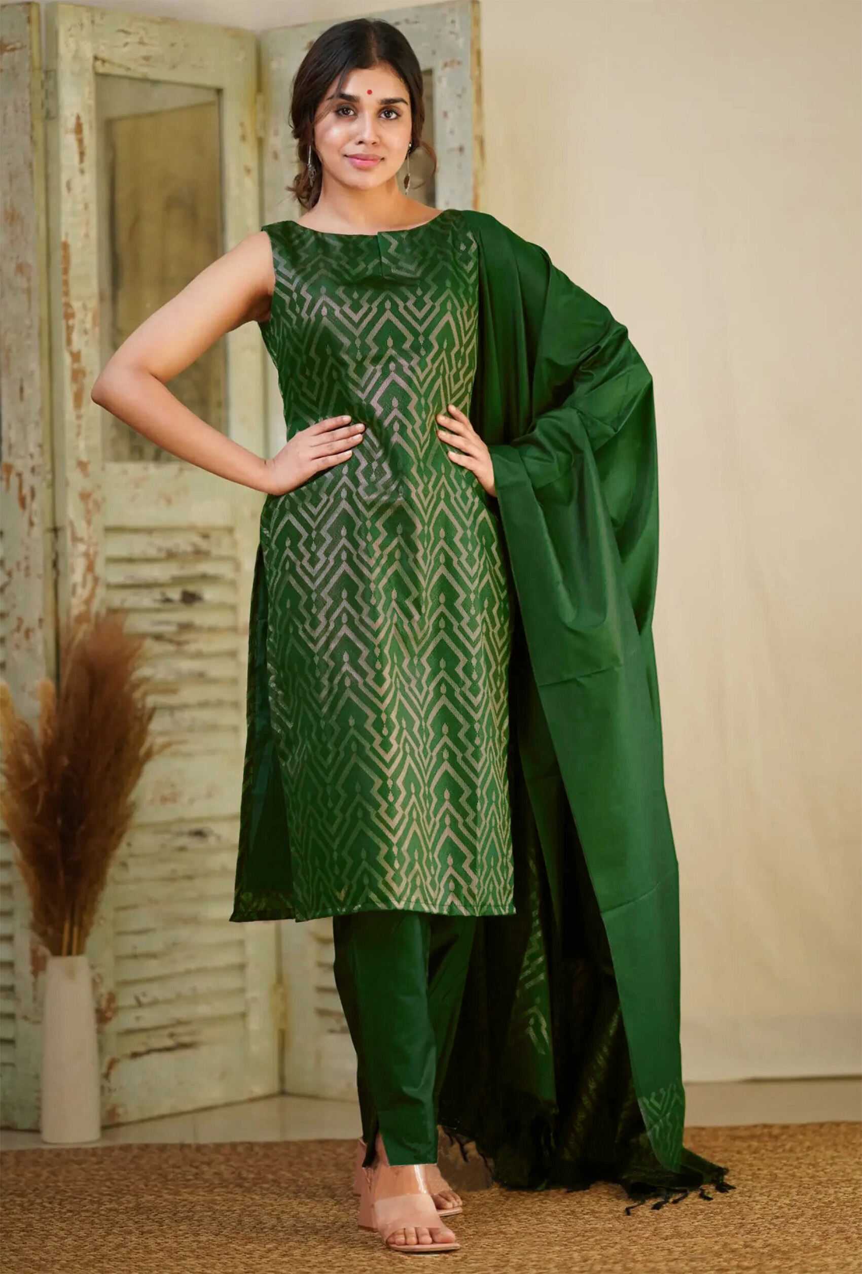 Ynf Art Silk KESH334 OLIVE Suits & Dresses Wedding Collections Festive Collections Wholesale Designer Suits Silk Suits Long Kurti Suits Manufacturer