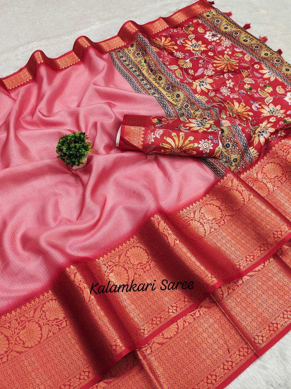 Ynf Banarasi Warm silk RIN124 Warm Kalamkari Addition Sarees Diwali Collections Festive Collections Wholesale Printed Sarees Jacquard Saree Silk Sarees Manufacturer