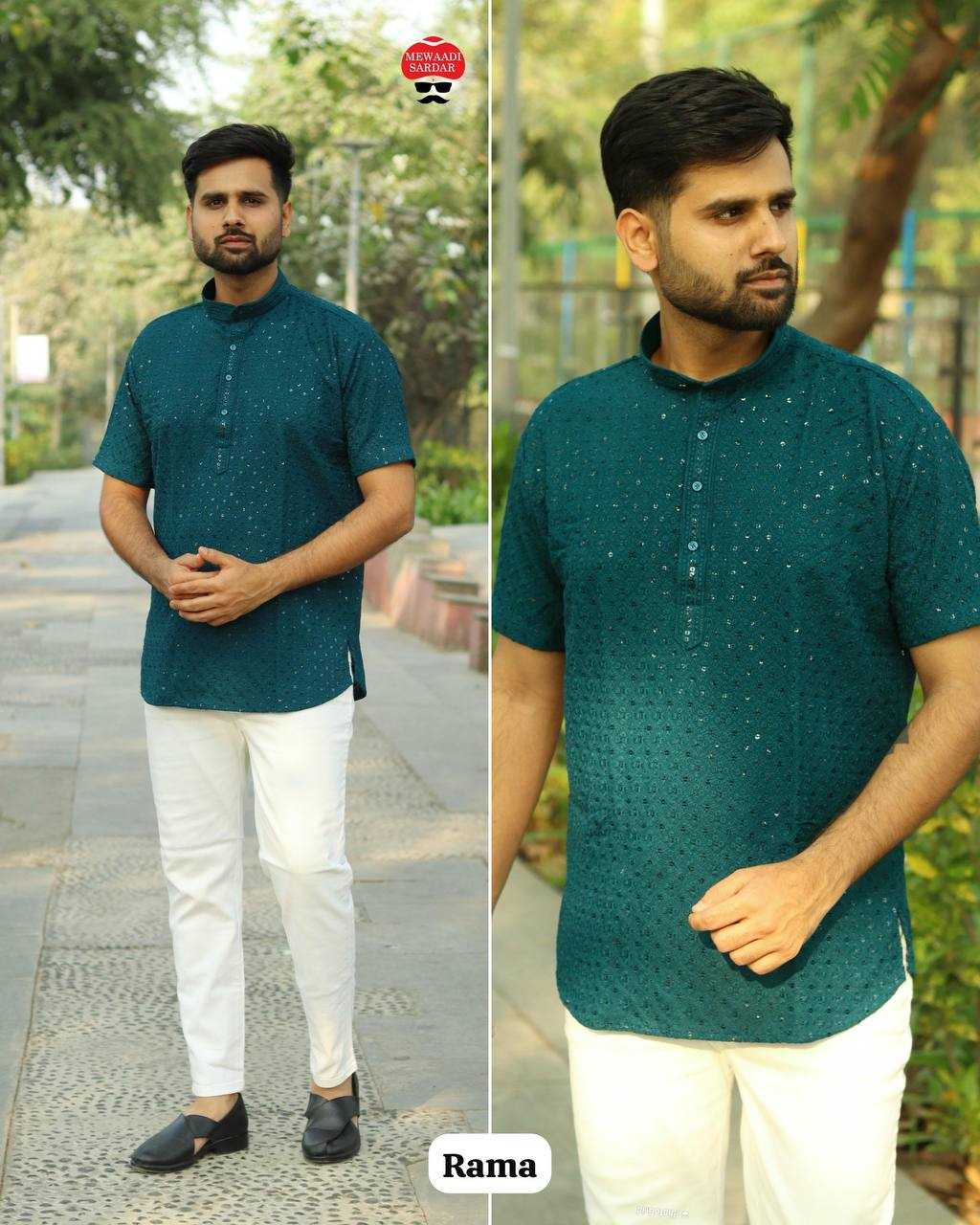 Ynf Chikan RIN125 INL02 Mens Wear Diwali Collections Festive Collections Wholesale Mens Kurtas Men Short Kurta Men Chikan Kurta Manufacturer