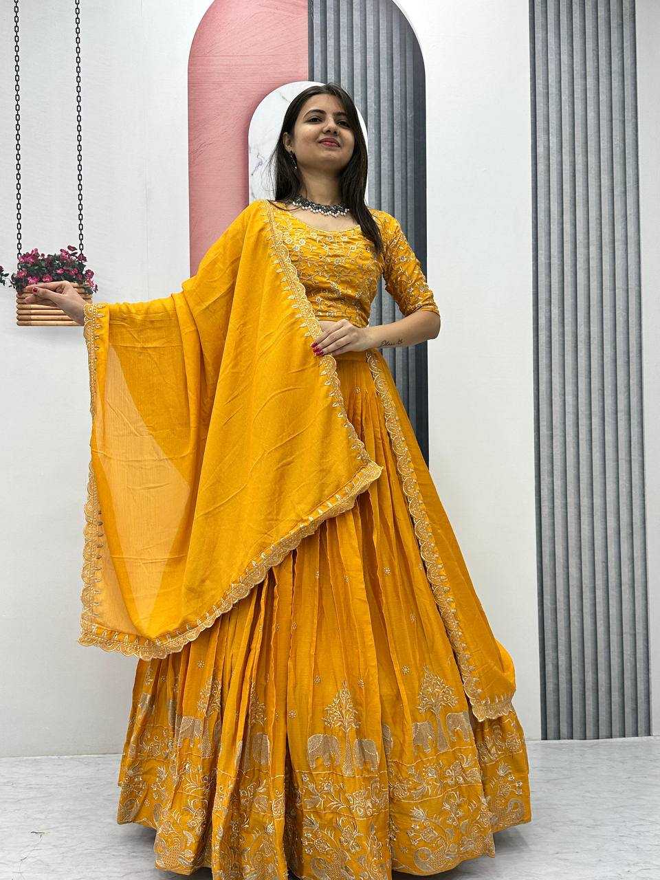 Ynf Chinon KESH120 075 Lehengas Wedding Collections Festive Collections Wholesale Embroidered Lehenga Designer Lehenga Choli Lehenga With Dupatta Manufacturer