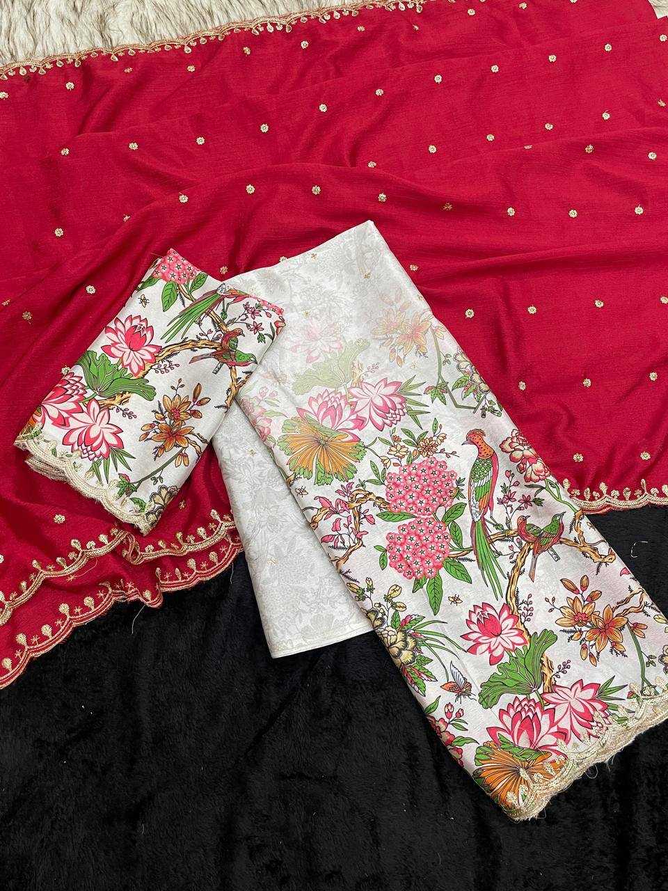 Ynf Chinon RIN124 RIE43 Sarees Wedding Collections Festive Collections Wholesale Embroidered Sarees Kalamkari Sarees Sequins Work Saree Manufacturer