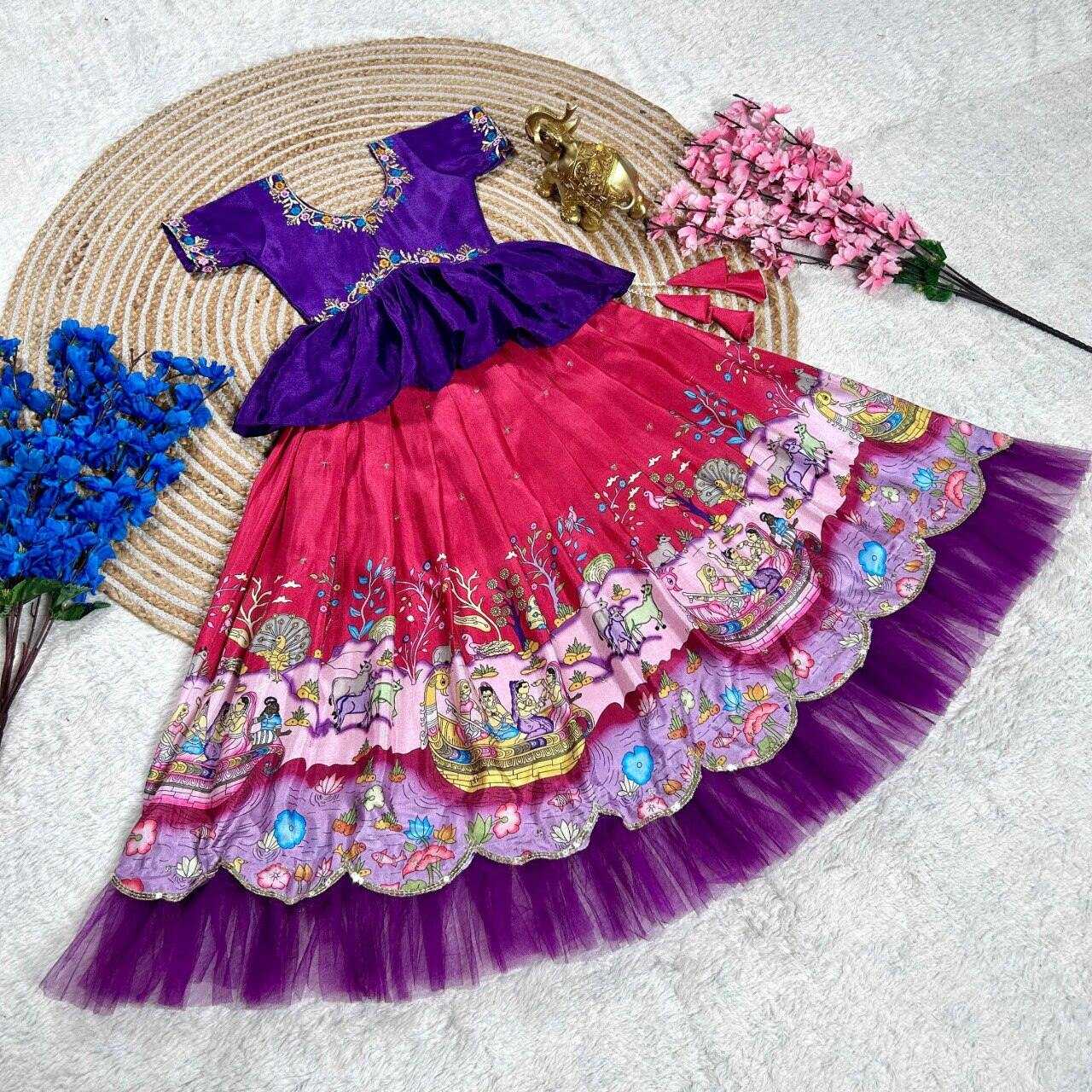 Ynf Chinon Silk KESH109 RRK111 Kids Wear Wholesale Kids Lehenga Embroidered Frock Kids Ghagra Choli Manufacturer