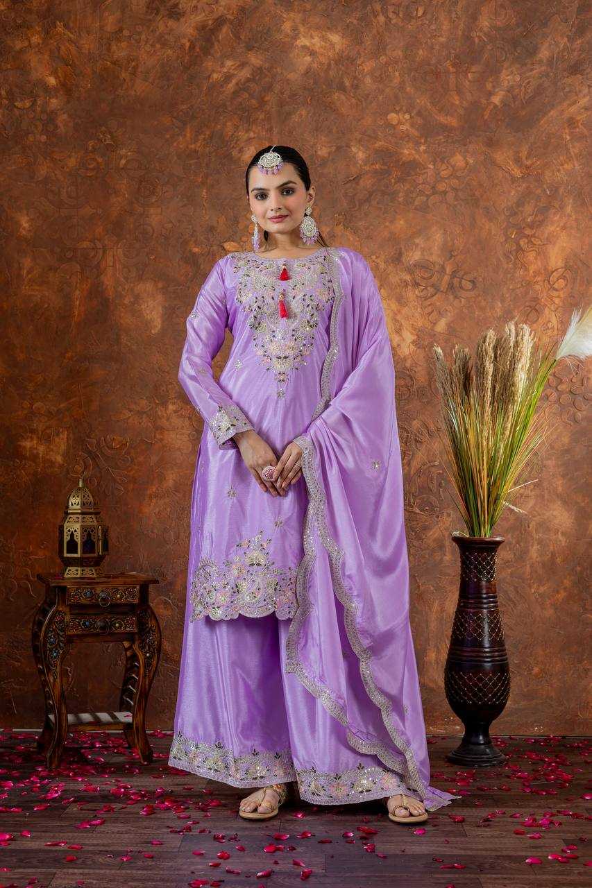 Ynf Chinon Silk KESH141 191 Suits & Dresses Wedding Collections Festive Collections Wholesale Embroidery Suits Palazzo Suit Ladies Silk Suit Manufacturer