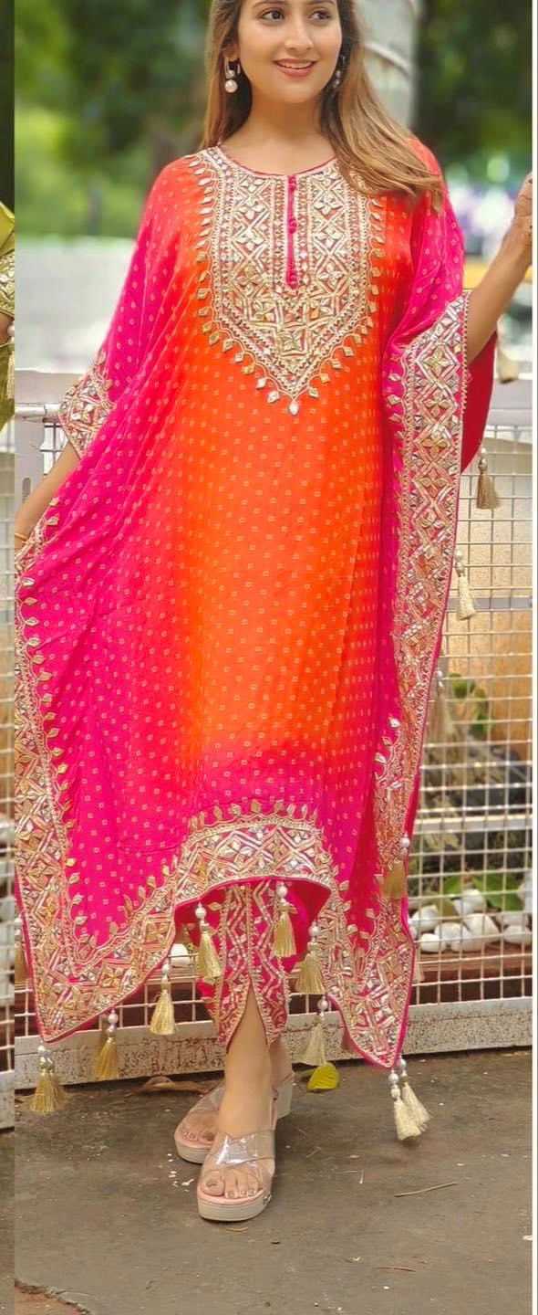 Ynf Chinon Silk KESH438 MF-721 Suits & Dresses Wholesale Embroidery Suits Silk Dresses Kaftan Dresses Manufacturer