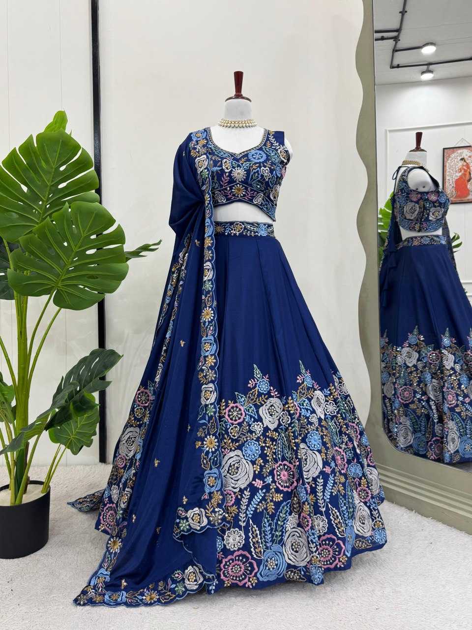 Ynf Chinon Silk RIN162 327 Lehengas Rakhi Collections Wedding Collections Wholesale Silk Lehenga Thread Work Lehenga Sequins Lehenga Manufacturer