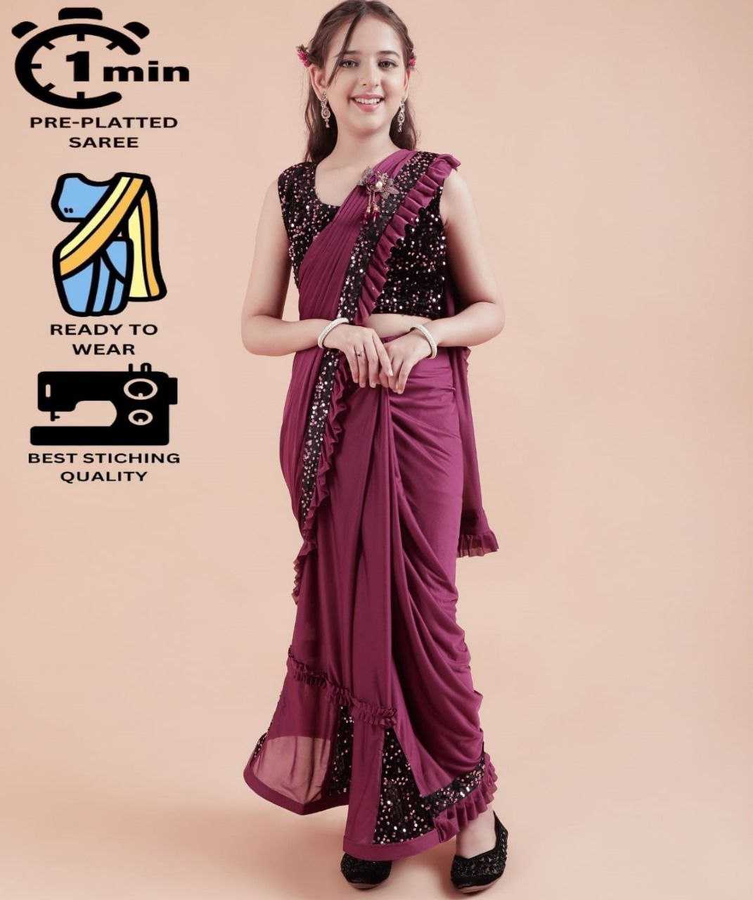 Ynf Delta lycra KESH461 HK 24 Kids Wear Wholesale Kids Saree Dress Manufacturer