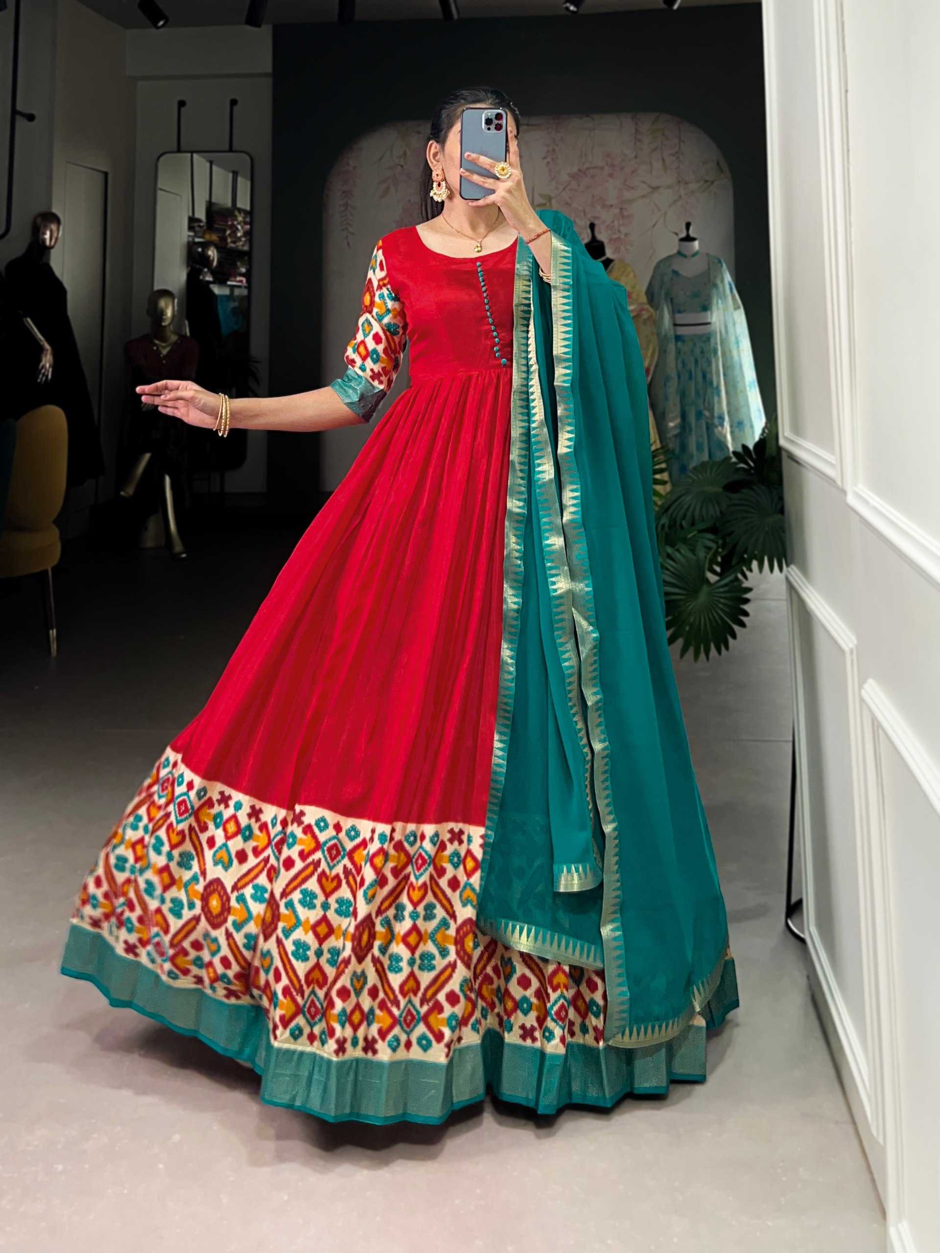 Ynf Dola Silk KESH460 5033RED Gowns Wholesale Printed Gowns Designer Gowns Silk Gowns Manufacturer