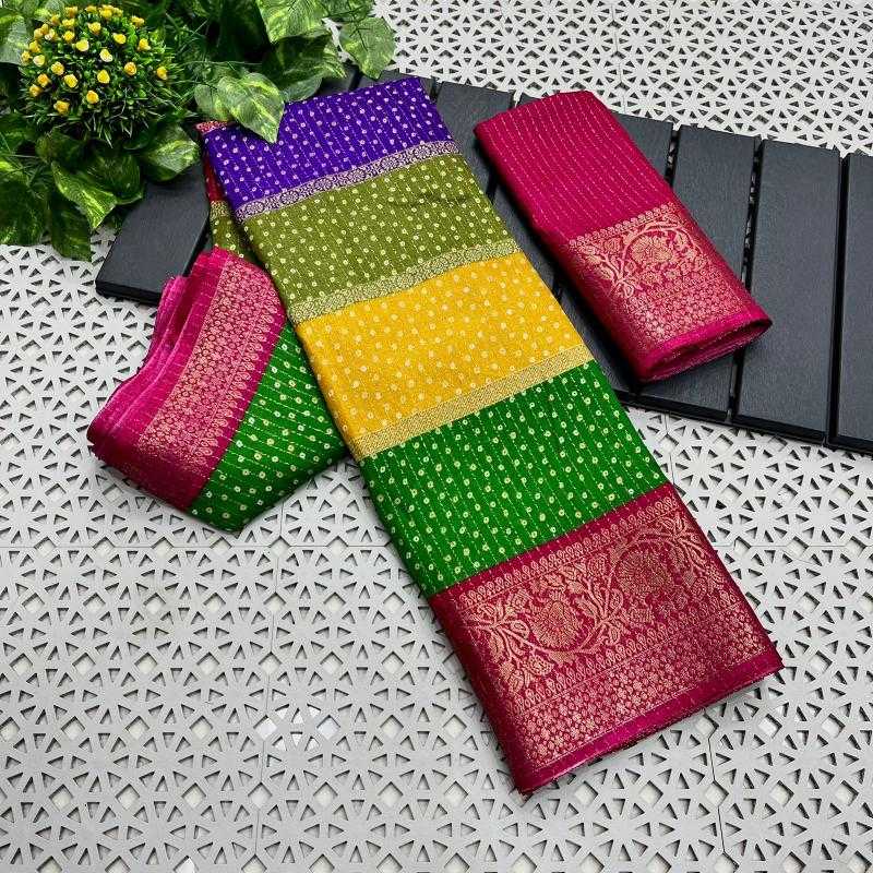 Ynf Fancy KESH203 Bandhej gold Sarees Rakhi Collections Durga Pooja Sarees Wholesale Designer Sarees Printed Sarees Zari Border Sarees Manufacturer