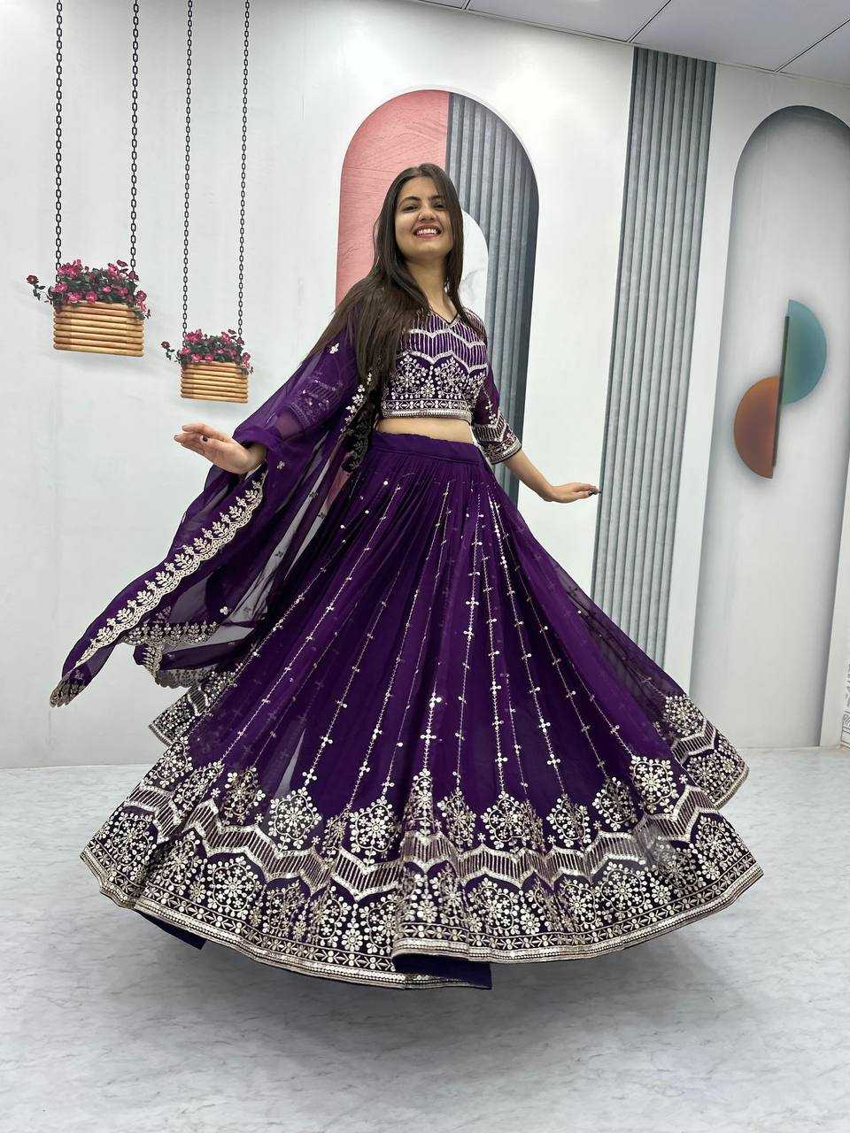 Ynf Faux Georgette KESH119 024 Lehengas Diwali Collections Wedding Collections Wholesale Embroidered Lehenga Designer Lehenga Choli Georgette Lehenga Manufacturer