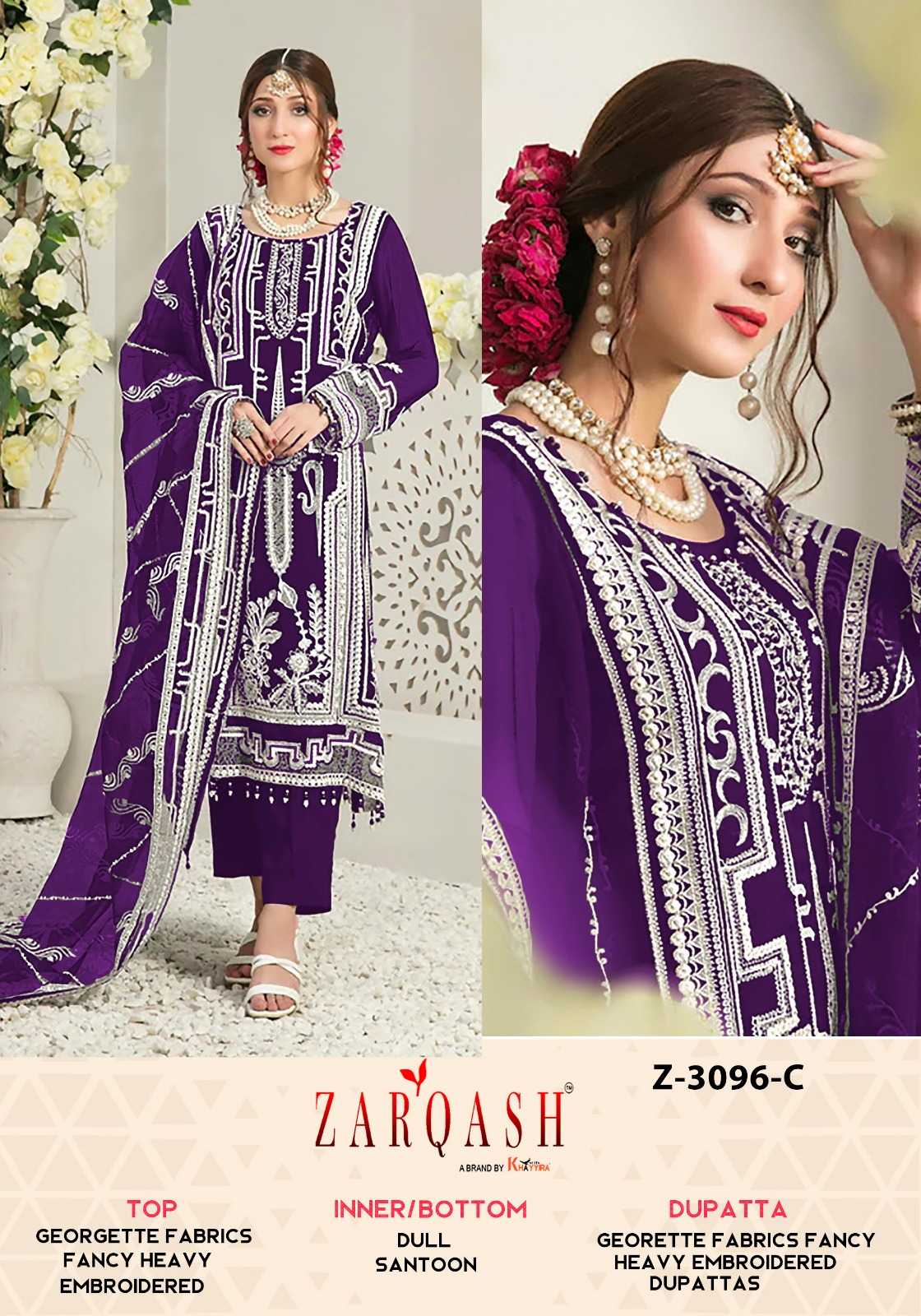 Ynf Faux Georgette KESH180 ZARQASH Z-3096A Suits & Dresses Islamic Clothing Festive Collections Wholesale Pakistani Suits Unstitched Suits Georgette Suit Manufacturer