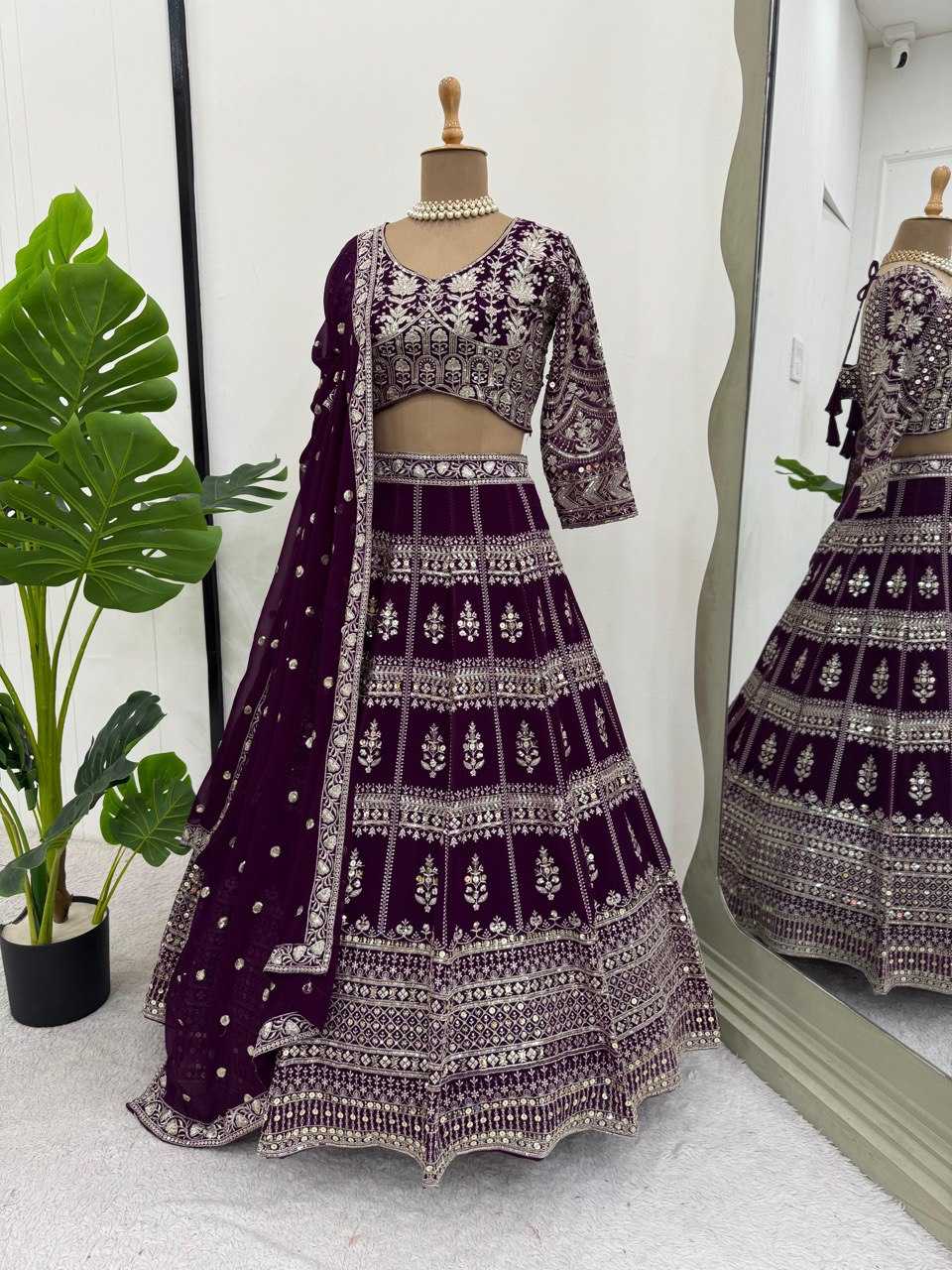 Ynf Faux Georgette RIN162 329 Lehengas Diwali Collections Wedding Collections Wholesale Thread Work Lehenga Sequins Lehenga Manufacturer