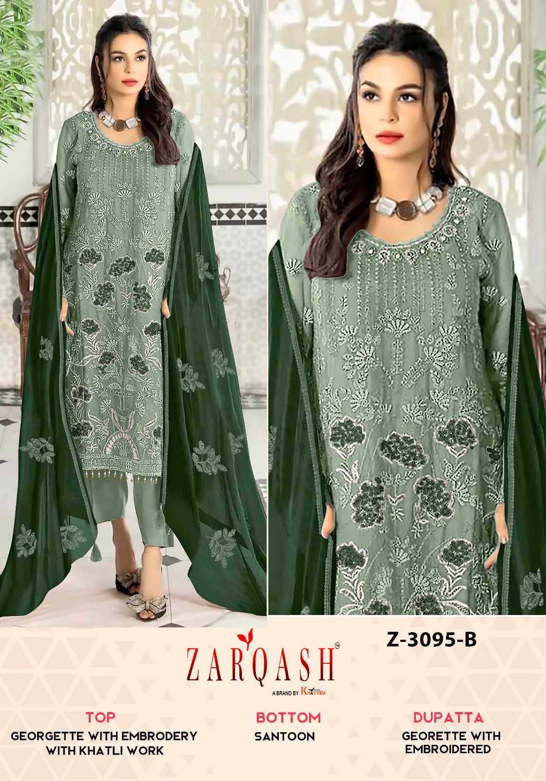 Ynf Georgette KESH180 ZARQASH Z-3095 Suits & Dresses Islamic Clothing Festive Collections Wholesale Pakistani Suits Unstitched Suits Embroidered Suits Manufacturer