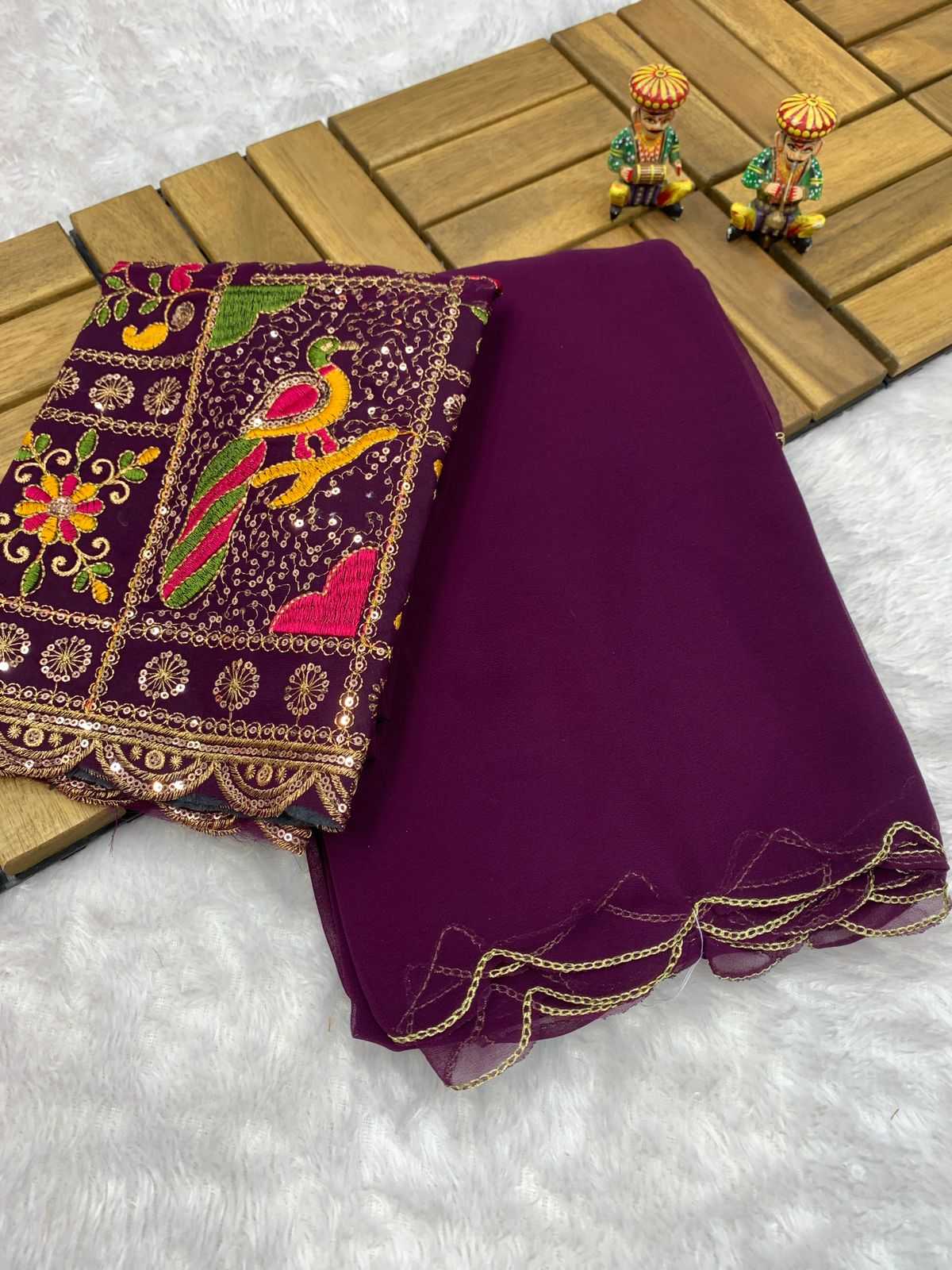 Ynf Georgette KESH203 MTW23 Sarees Rakhi Collections Wedding Collections Wholesale Georgette Sarees Embroidered Sarees Zari Sarees Manufacturer