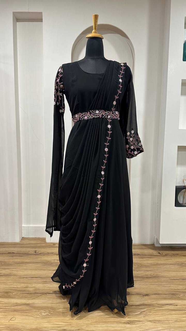 Ynf Georgette KESH270 HM1094 Gowns Wholesale Party Gowns Georgette Gown Designer Gowns Manufacturer