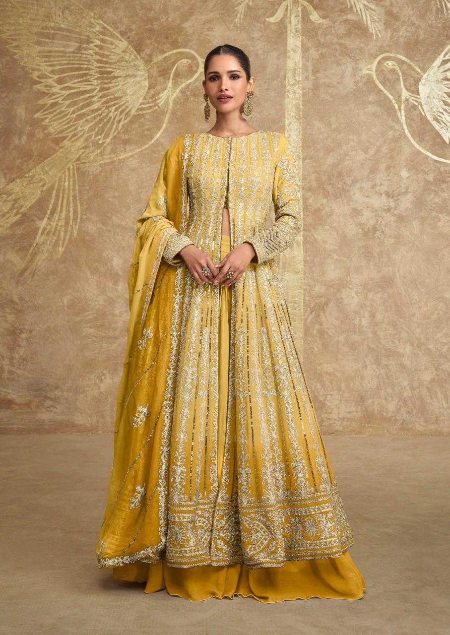 Ynf Georgette RIN184 SAYURI DESIGNER-SAWARIA GOLD Gowns Diwali Collections Festive Collections Wholesale Embroidery Gowns Party Gowns Georgette Gown Manufacturer