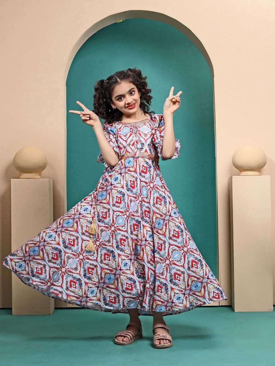 Ynf Maslin KESH461 HK 31 Kids Wear Wholesale Kids Gown Kids Traditional Outfits Kids Festive Wear Manufacturer