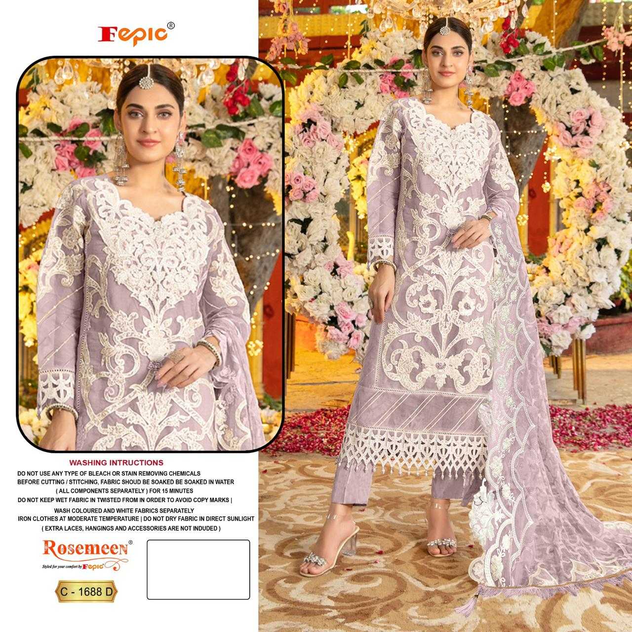 Ynf Organza KESH446 FEPIC ROSEMEEN-C1688 Suits & Dresses Islamic Clothing Festive Collections Wholesale Pakistani Suits Unstitched Suits Embroidery Suits Manufacturer