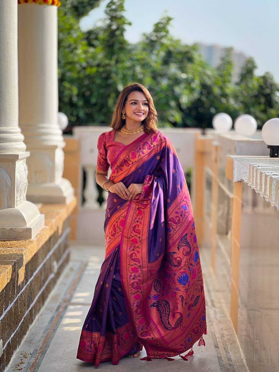 Ynf Paithani Silk RIN150 Coin Paithani Silk Sarees Wholesale Paithani Sarees Heavy Silk Sarees Zari Border Silk Sarees Manufacturer