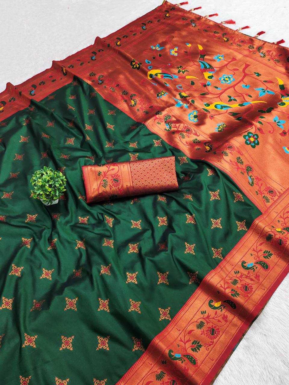 Ynf Paithani Silk RIN150 Star Paithani Silk Sarees Wholesale Paithani Sarees Heavy Silk Sarees Pure Silk Sarees Manufacturer