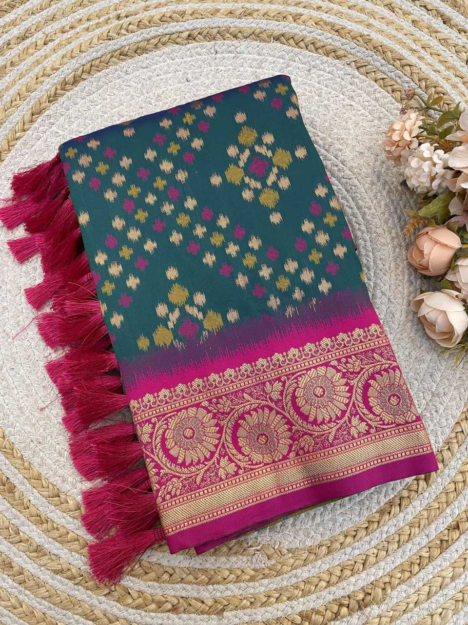 Ynf Patola Silk RIN116 IKKAT PATOLA Silk Sarees Wholesale Patola Sarees Ikkat Silk Sarees Zari Border Silk Sarees Manufacturer