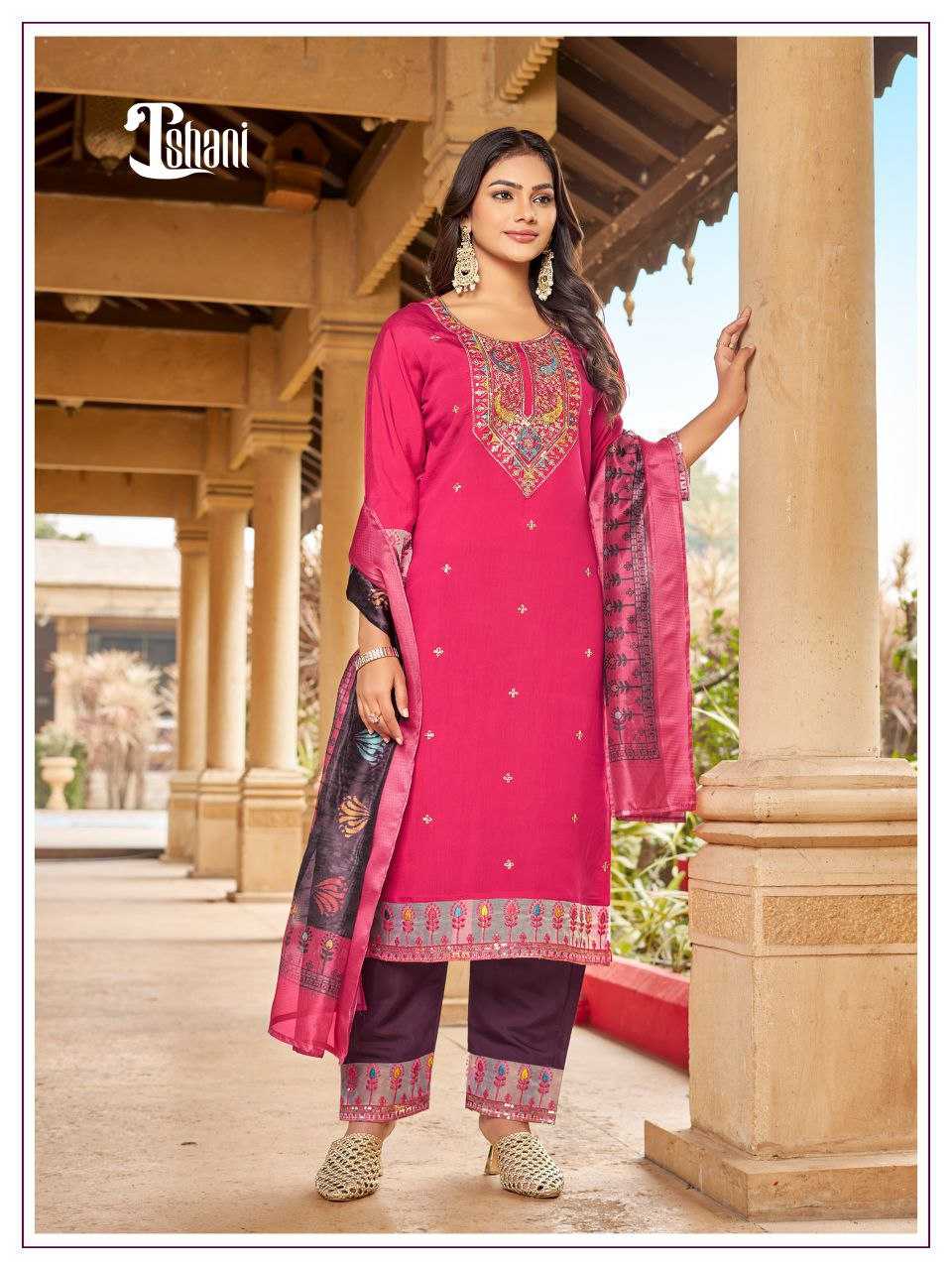 Ynf Premium Roman Silk KESH246 ISHANI Suits & Dresses Wedding Collections Festive Collections Wholesale Embroidery Suits Ladies Silk Suit Silk Suits Manufacturer