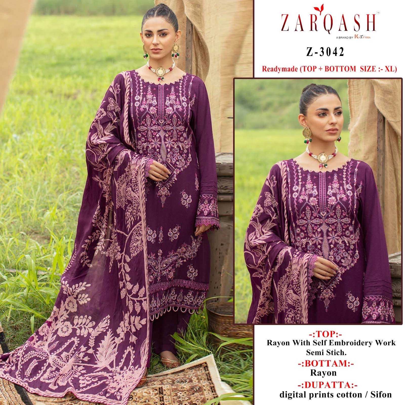 Ynf Rayon KESH180 ZARQASH 3042-43 Suits & Dresses Islamic Clothing Festive Collections Wholesale Ladies Suits Pakistani Suits Unstitched Suits Manufacturer