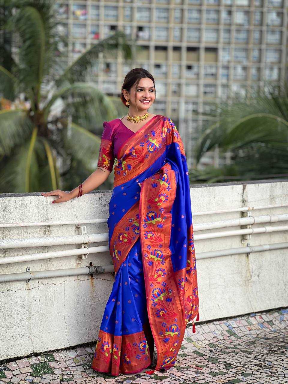 Ynf Soft Silk RIN150 Neeta Blue Silk Sarees Wholesale Heavy Silk Sarees Soft Silk Sarees Lightweight Silk Sarees Manufacturer