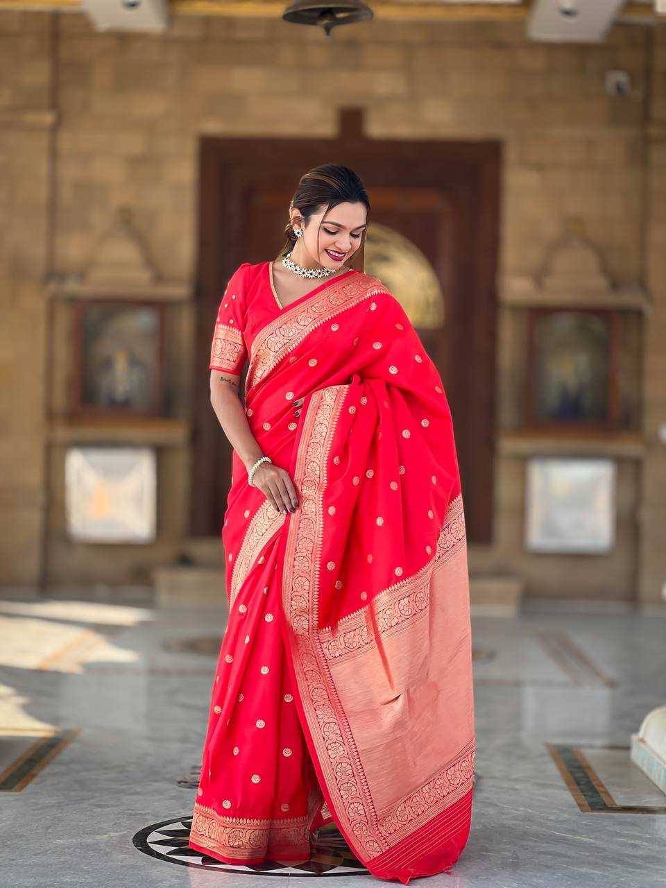 Ynf Soft Silk RIN150 Sonakshi Red Silk Sarees Wholesale Heavy Silk Sarees Lightweight Silk Sarees Zari Border Silk Sarees Manufacturer