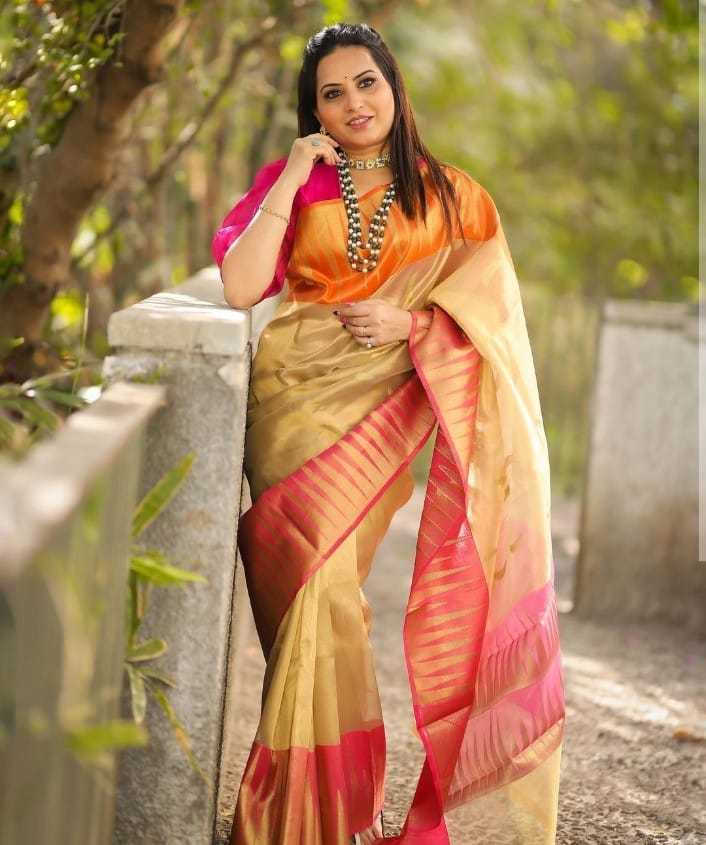 Ynf Tissue Silk KESH131 Temple Border Sarees Wholesale Tissue Silk Saree Traditional Sarees Festive Sarees Manufacturer