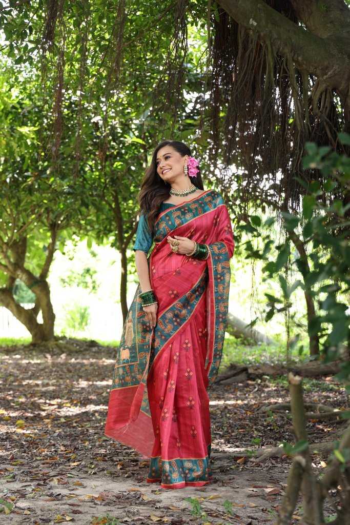 Ynf Tussar Silk KESH165 KAJAL TREE Silk Sarees Wholesale Soft Silk Sarees Tussar Silk Sarees Traditional Silk Sarees Manufacturer