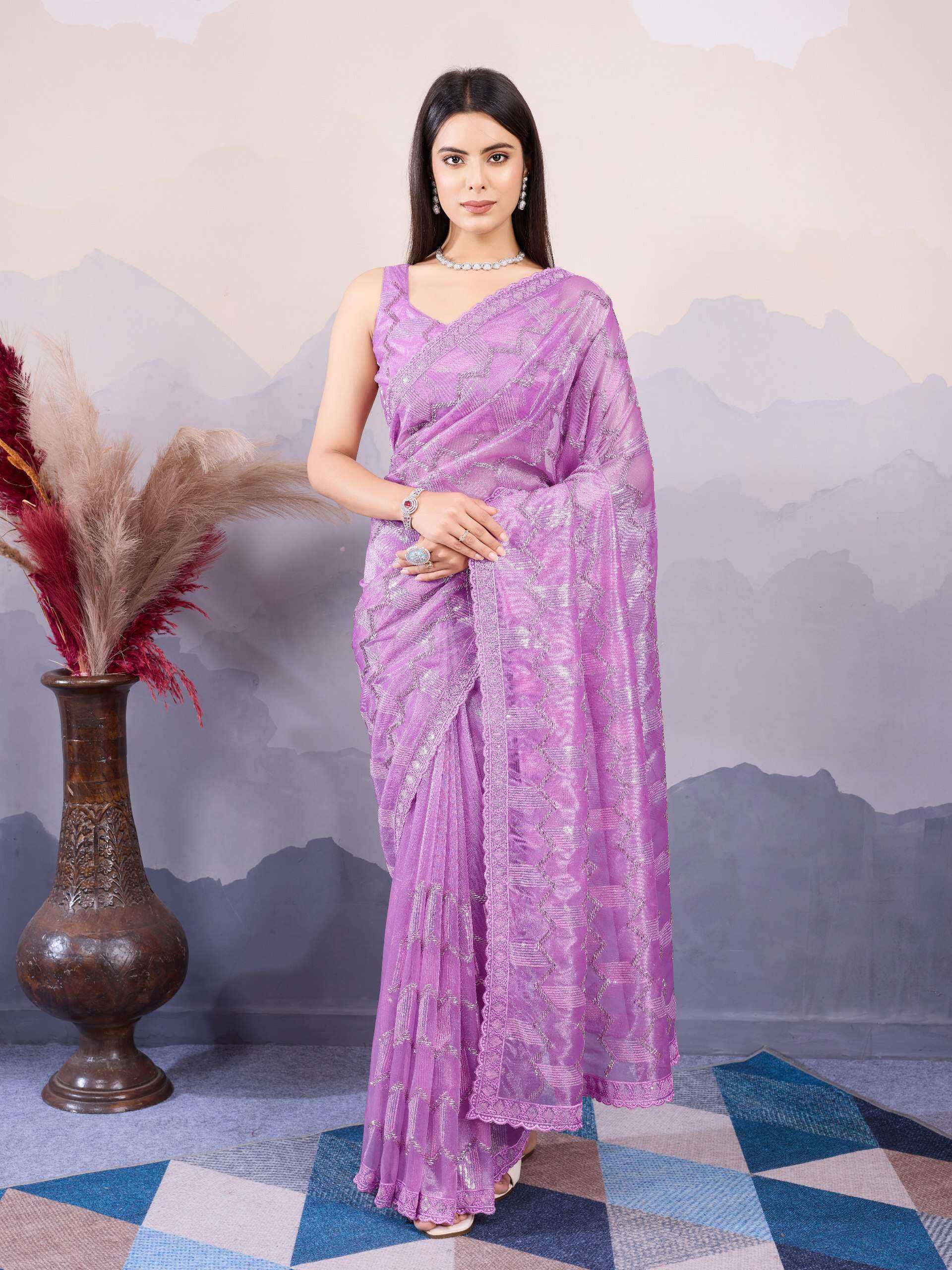 Ynf Twill Net RIN188 Kohinoor2 Sarees Wholesale Net Sarees Embroidered Sarees Cutwork Saree Manufacturer