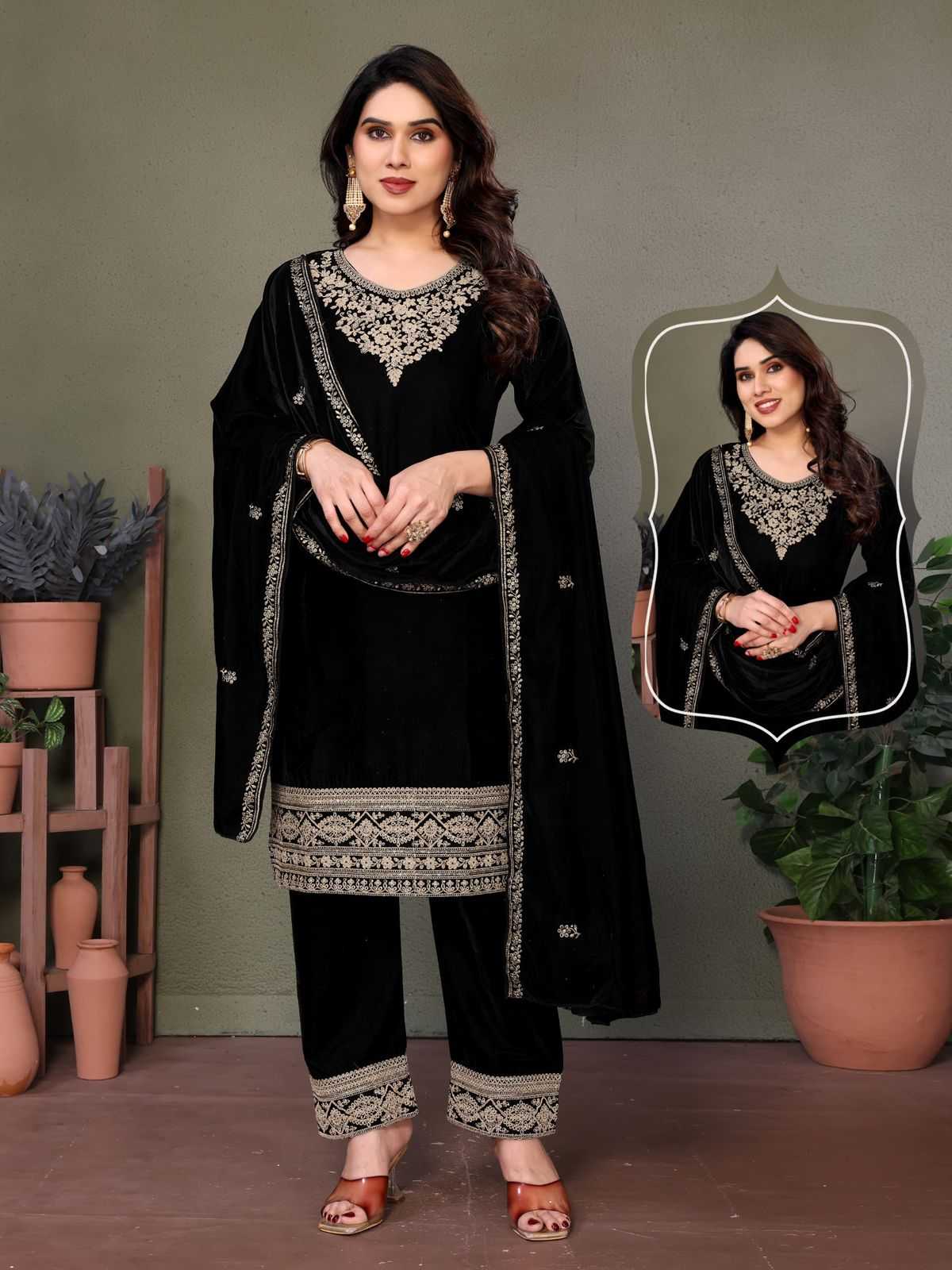 Ynf Velvet RIN145 MRD11 Suits & Dresses Wholesale Velvet Suits Embroidery Suits Designer Suits Manufacturer