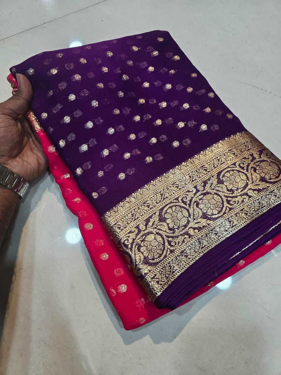 Ynf Viscouse Crushed Georgette RIN104 APE109 Sarees Wedding Collections Festive Collections Wholesale Georgette Sarees Viscose Saree Holi Collections Manufacturer