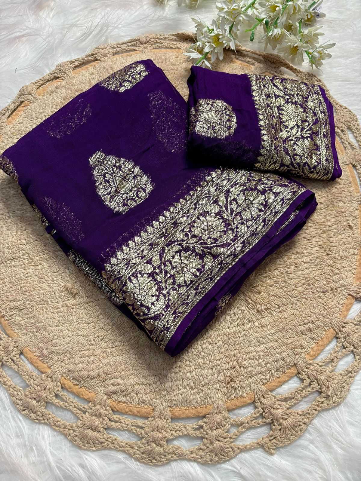 Ynf Viscouse Crushed Georgette RIN104 APE177 Sarees Wedding Collections Festive Collections Wholesale Georgette Sarees Viscose Saree Lightweight Sarees Manufacturer