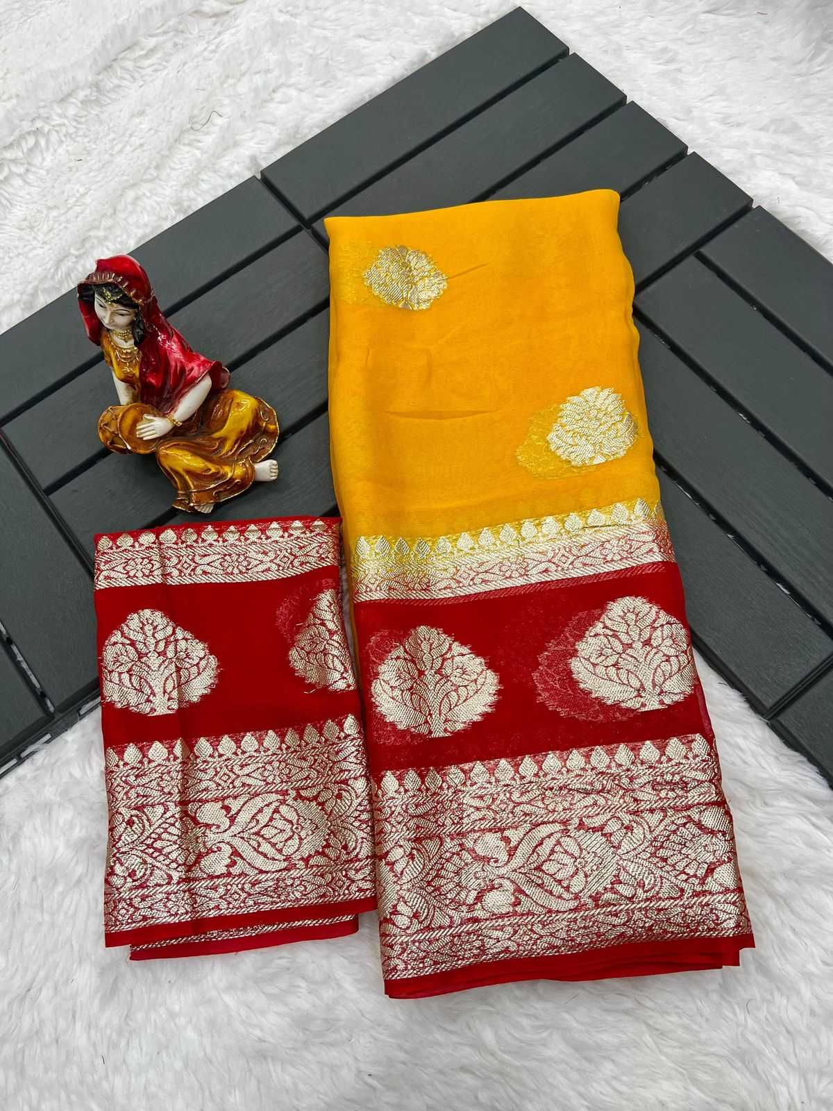 Ynf Viscouse Crushed Georgette RIN104 APE181 Sarees Wedding Collections Festive Collections Wholesale Georgette Sarees Viscose Saree Holi Collections Manufacturer