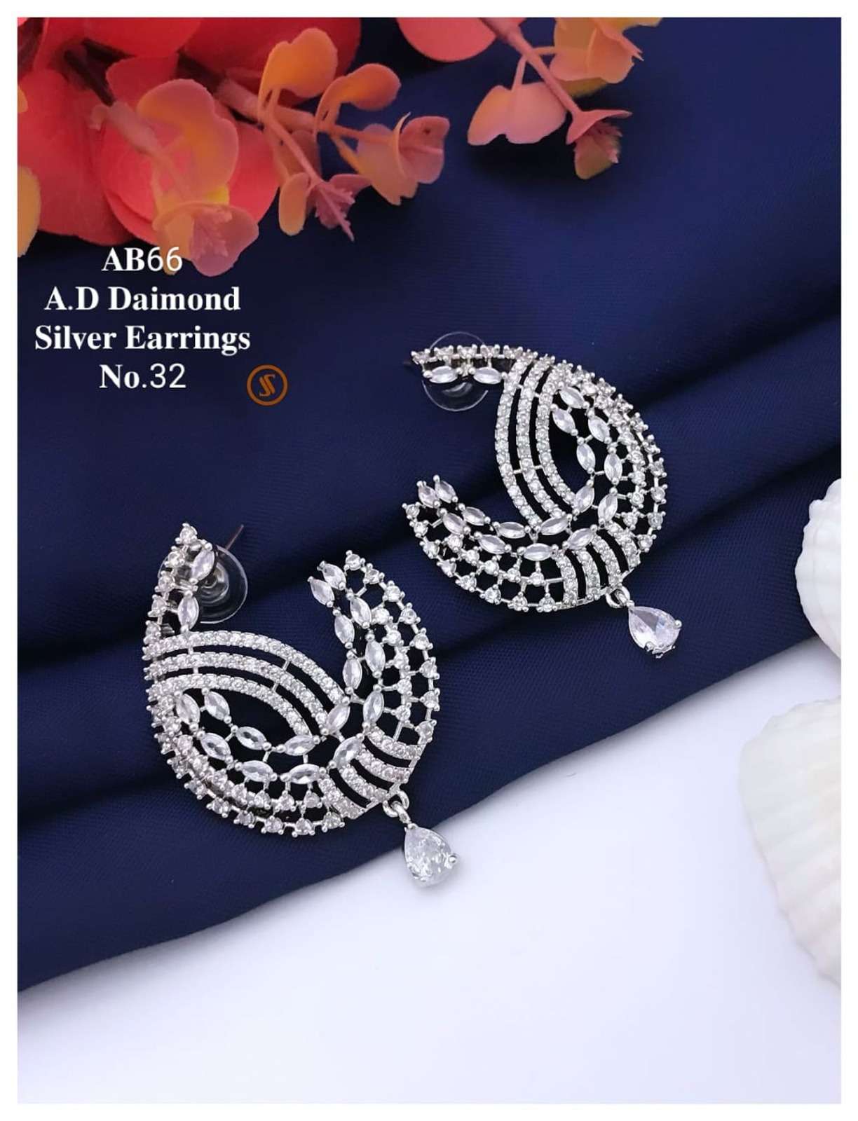 YNF BRASS KESH480 SGJ02-86 WOMENS JEWELLERY WHOLESALE AD DIAMOND EARRING SET MANUFACTURER