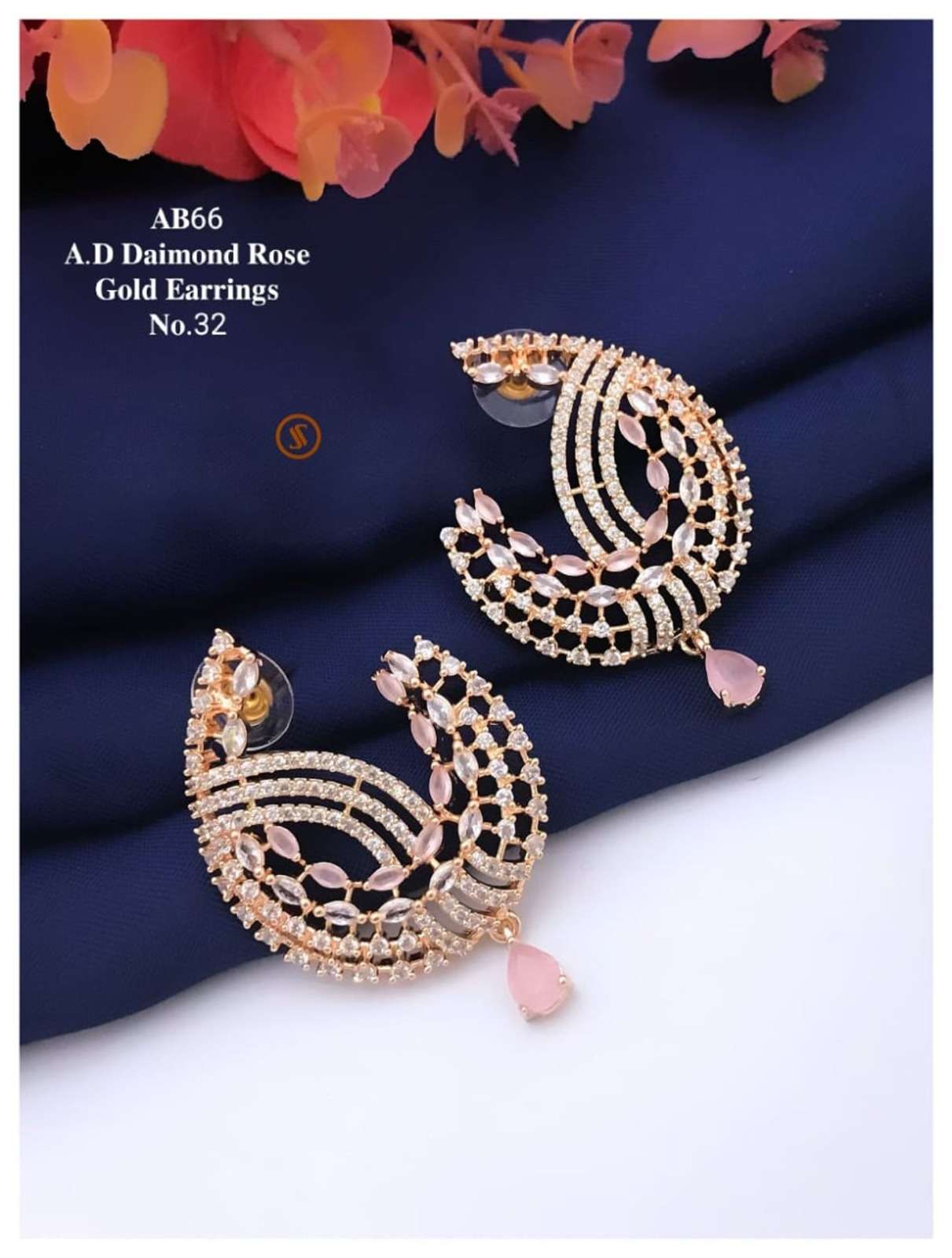 YNF BRASS KESH480 SGJ02-92 WOMENS JEWELLERY WHOLESALE AD DIAMOND EARRING SET MANUFACTURER