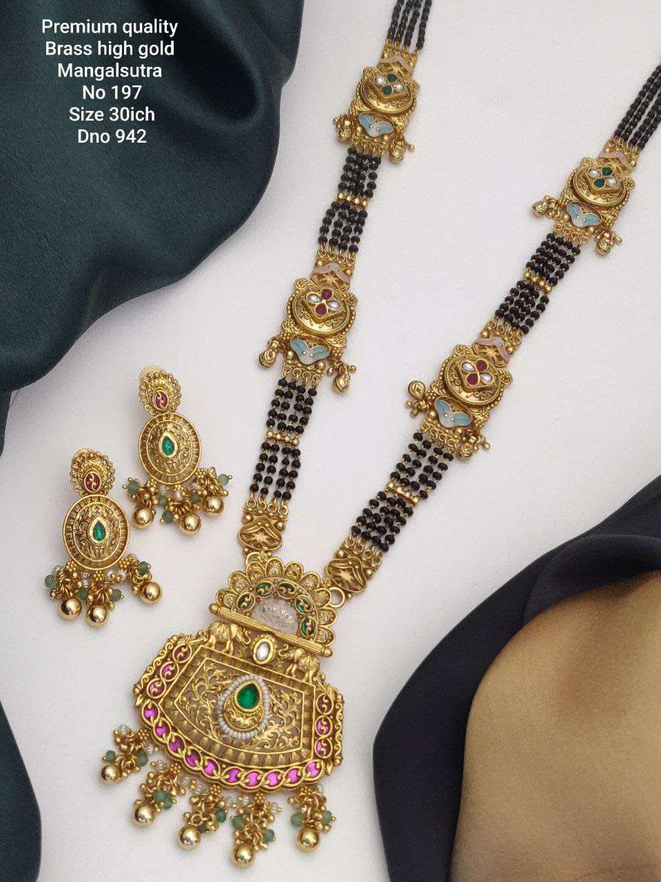 YNF BRASS KESH477 SKJ01-55 WOMENS JEWELLERY WHOLESALE MANGALSUTRA SET MANUFACTURER