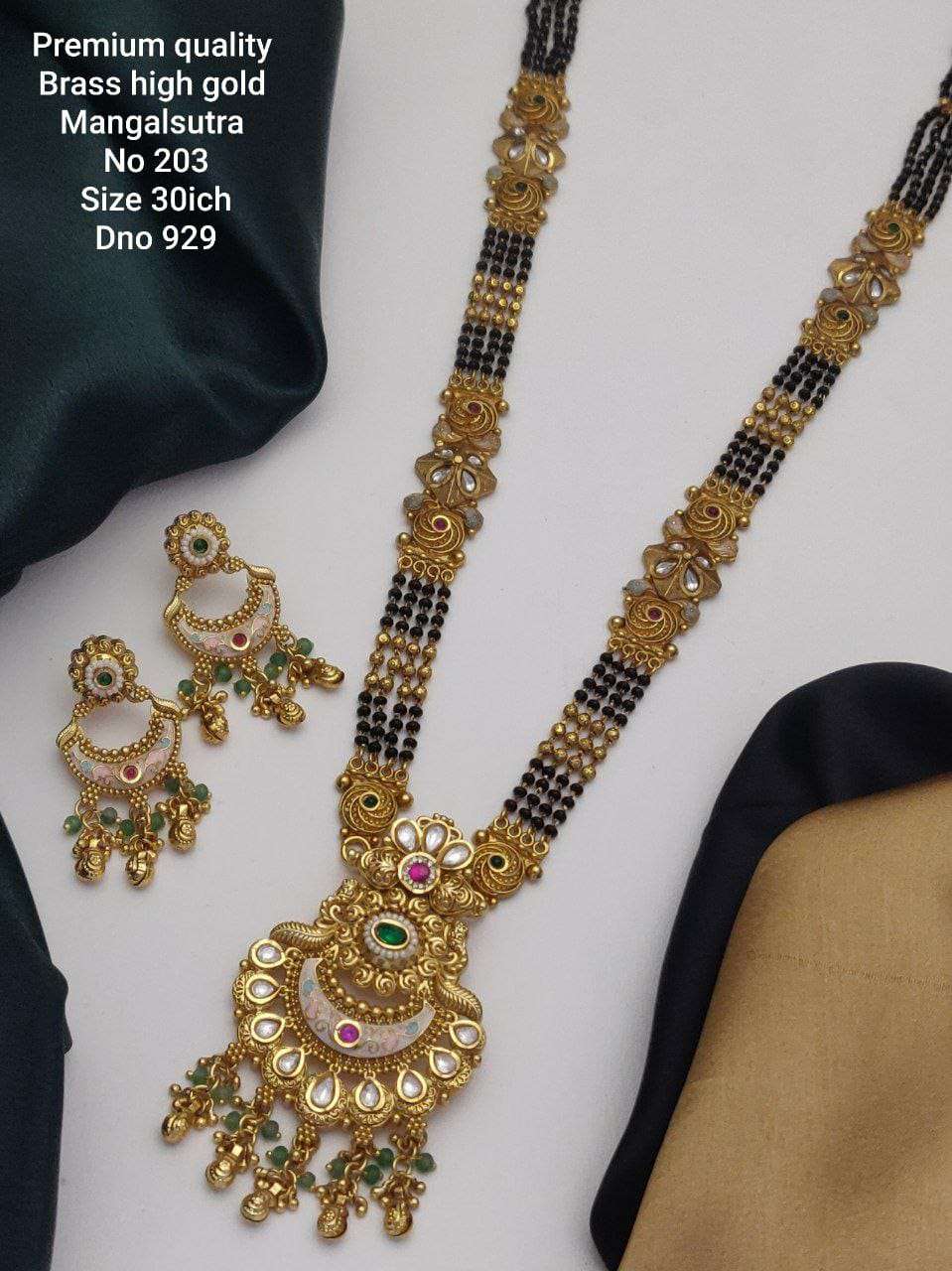 YNF BRASS KESH477 SKJ01-61 WOMENS JEWELLERY WHOLESALE MANGALSUTRA SET MANUFACTURER