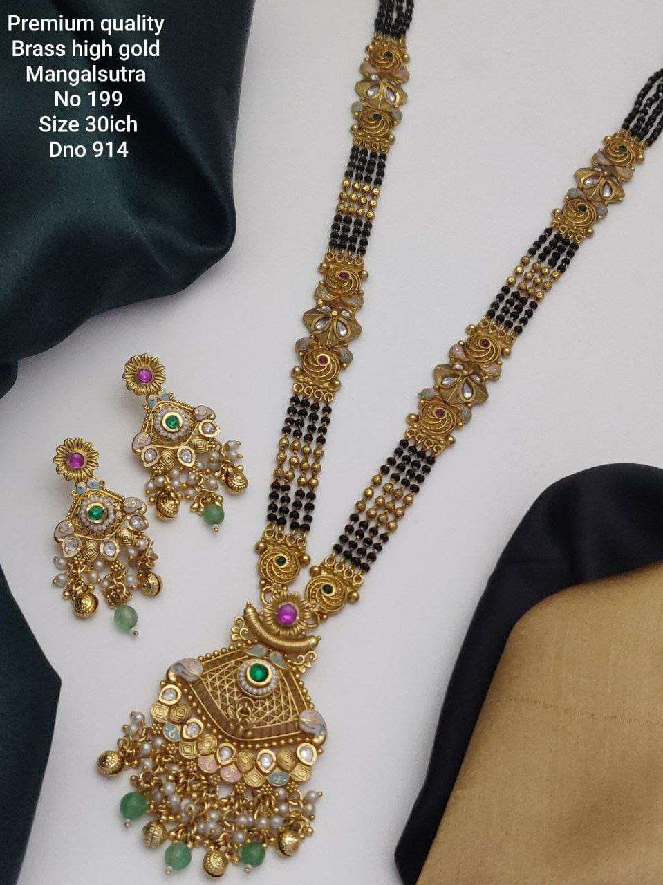 YNF BRASS KESH477 SKJ01-71 WOMENS JEWELLERY WHOLESALE MANGALSUTRA SET MANUFACTURER