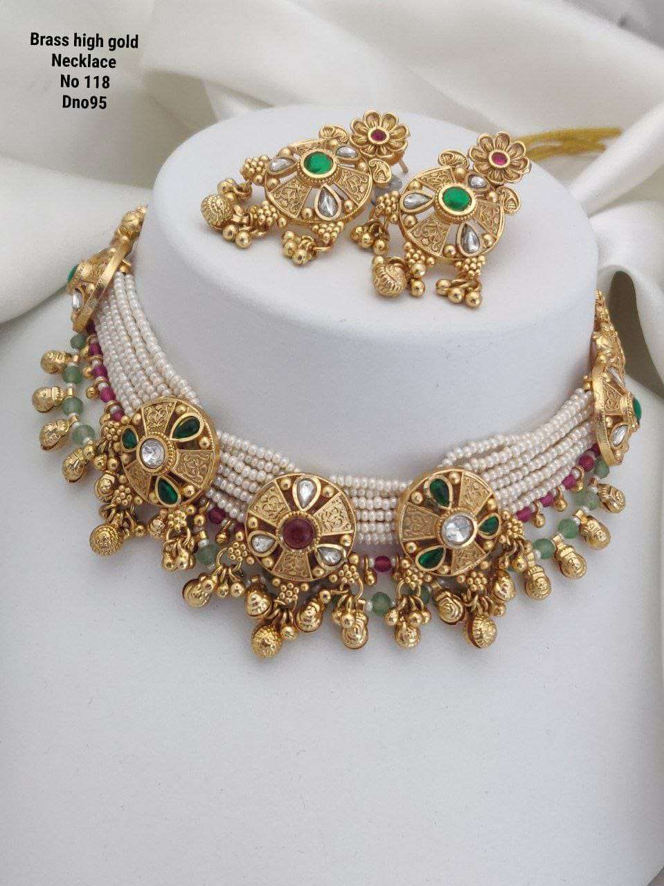 YNF BRASS KESH477 SKJ04-18 WOMENS JEWELLERY WHOLESALE BRASS GOLDEN NECKLACE SET MANUFACTURER