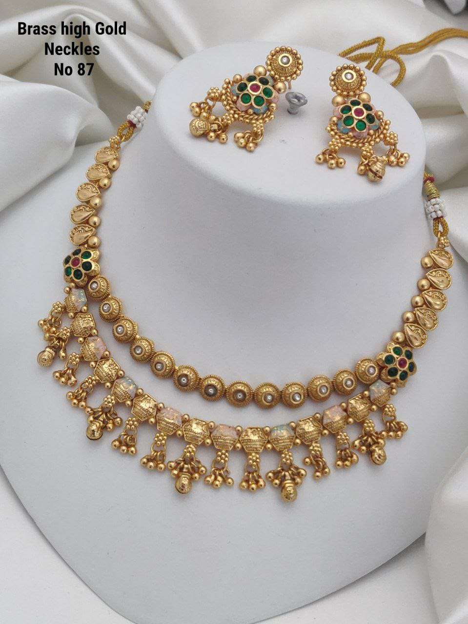 YNF BRASS KESH477 SMN09-77 WOMENS JEWELLERY WHOLESALE NECKLACE SET MANUFACTURER