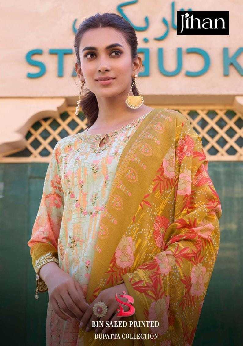 Ynf Chiffon RIN186 JIHAN-BIN SAEED LAWN PRINTED Suits & Dresses Islamic Clothing Festive Collections Wholesale Embroidery Suits Party wear suits Eid Collections Manufacturer